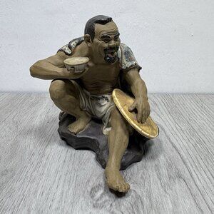 Vintage Ceramic Glazed Art Pottery Chinese Figurine MudMan 4.5" Tall
